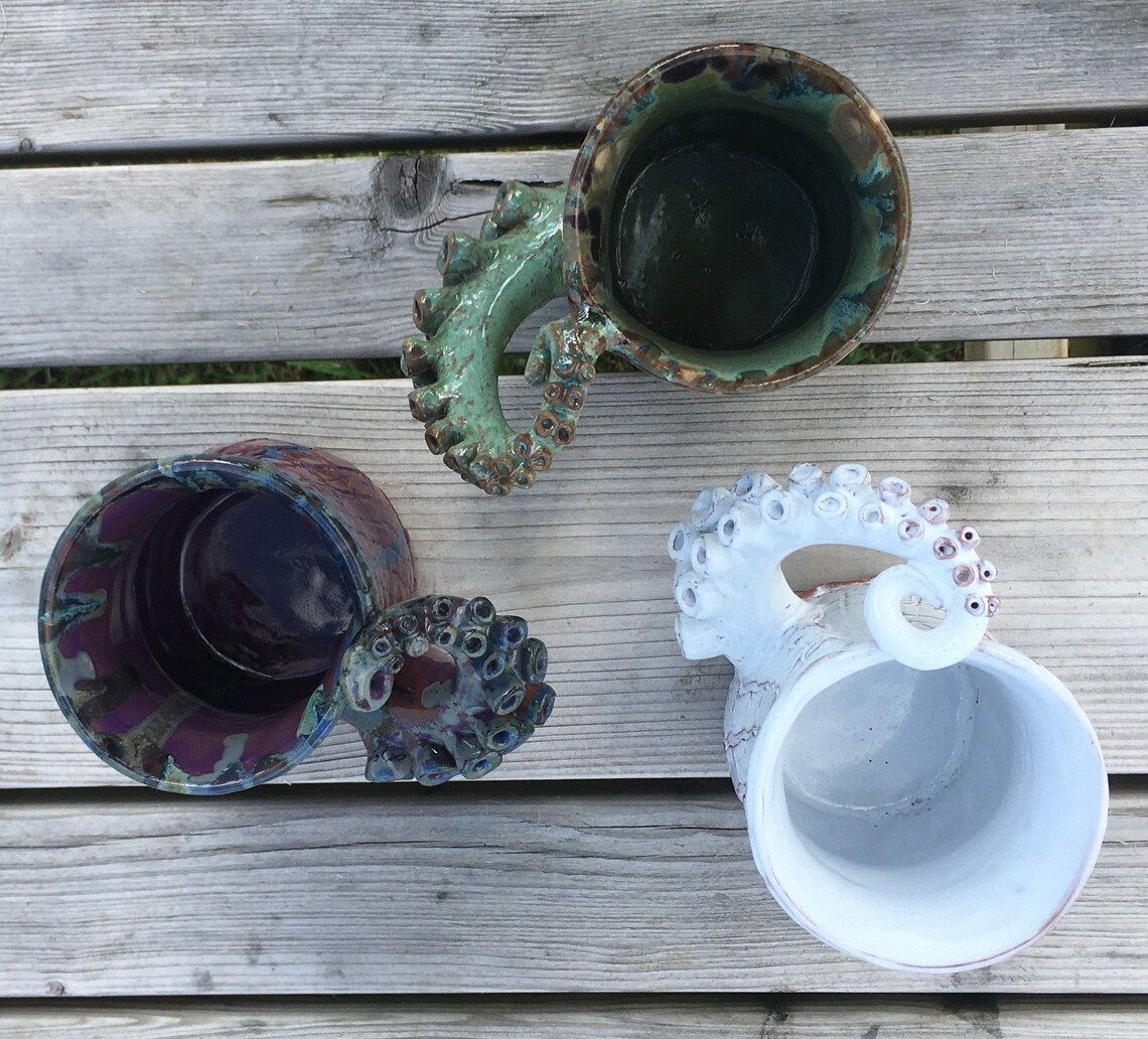 Handmade Tentacle Tankard: Earthenware Ceramic Mug - Image 7